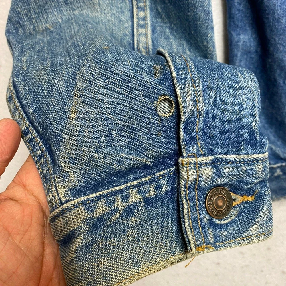 Levi's Denim Trucker Jacket Mens Large Blue Vintage 90s Made in USA 70507-0214 - Picture 8 of 12